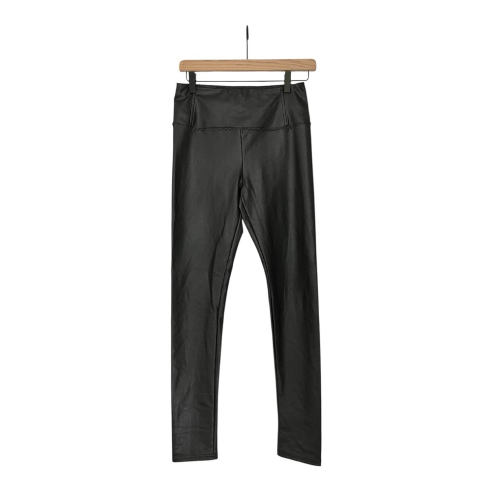 7 for all mankind black pleather pull on style pants / leggings